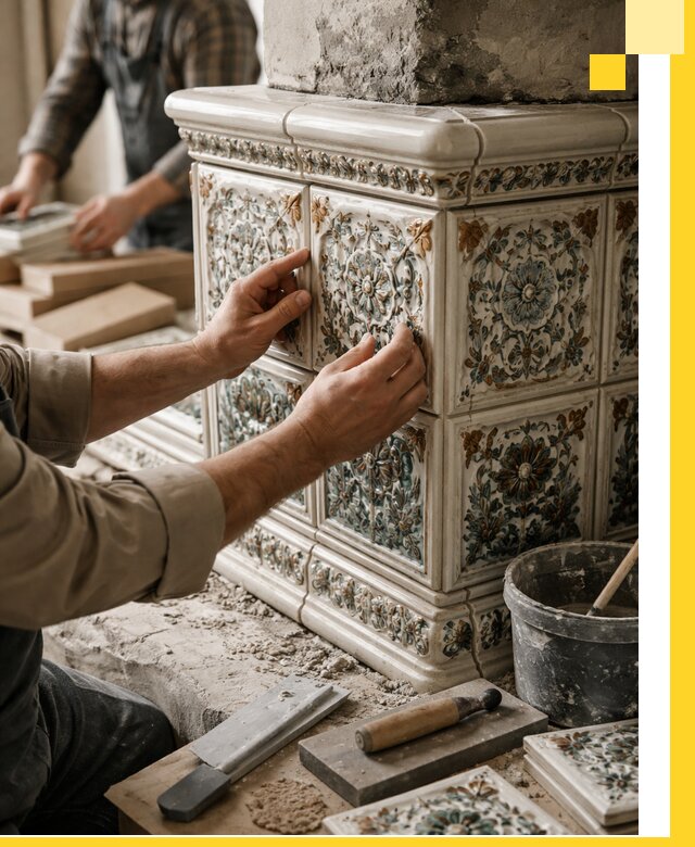 Изразцовые камины под ключ в Бугульме: проект и монтаж