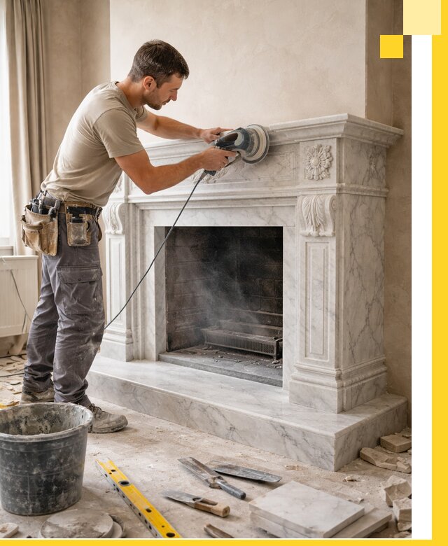 Изготовление и установка мраморных каминов в Бугульме под ключ