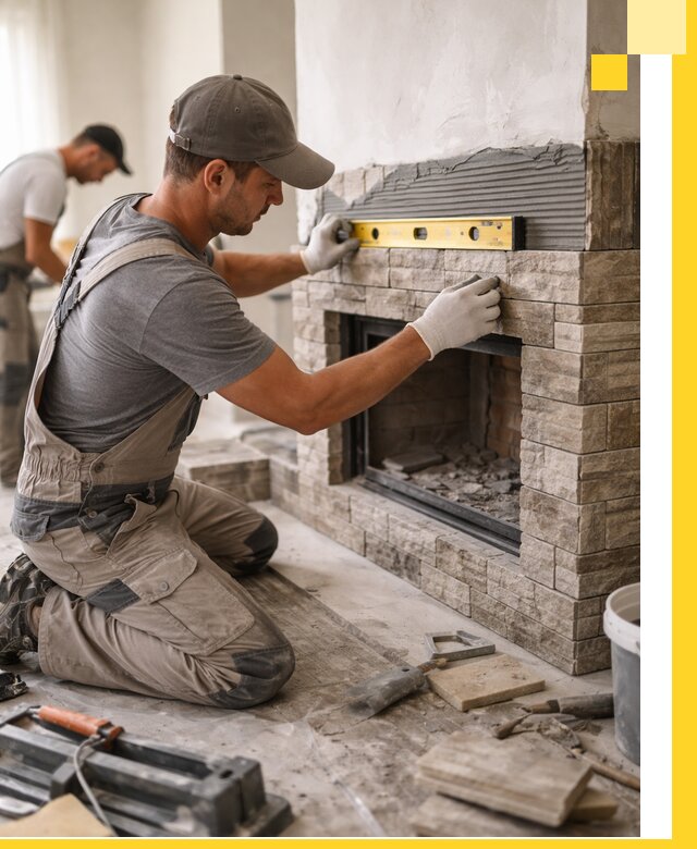 Облицовка каминов в Бугульме, монтаж и отделка натуральным камнем