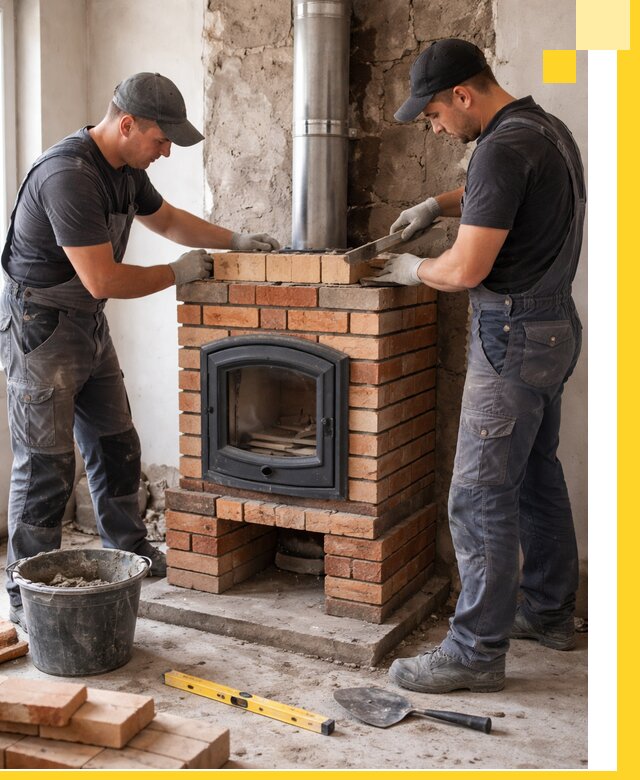 Монтаж печи камина под ключ в Бугульме с гарантией и пусконаладкой