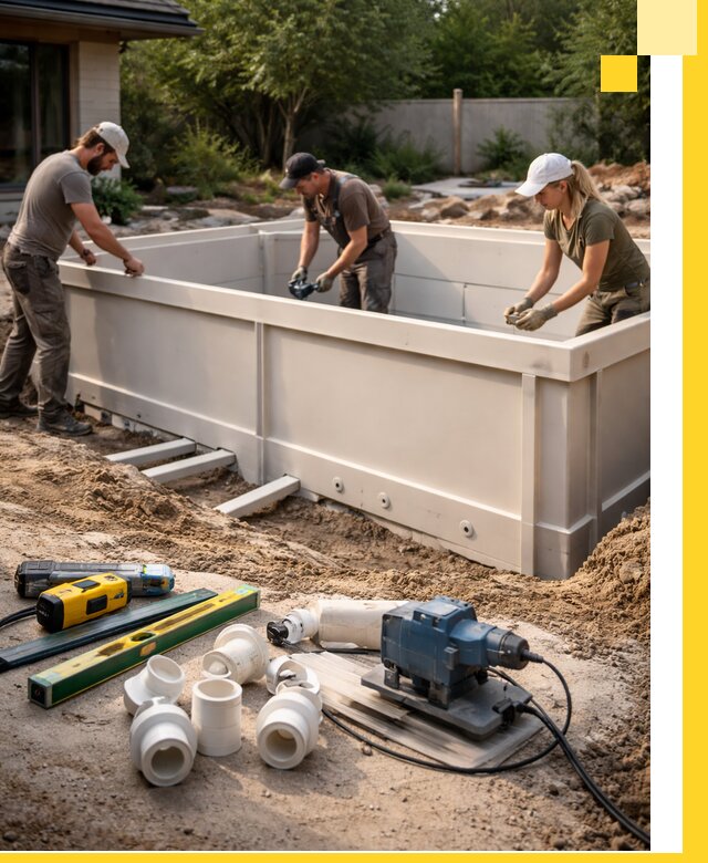 Установка полипропиленовых бассейнов под ключ в Бугульме