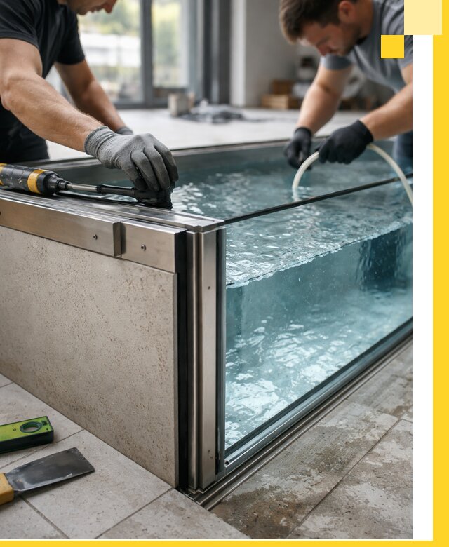 Проектирование и монтаж стеклянных бассейнов в Бугульме