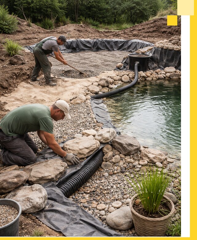 Строительство природных бассейнов и озер в Бугульме под ключ