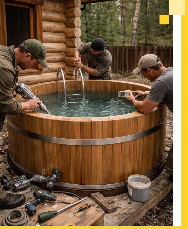 Строительство бань с купелью под ключ и отделкой в Бугульме