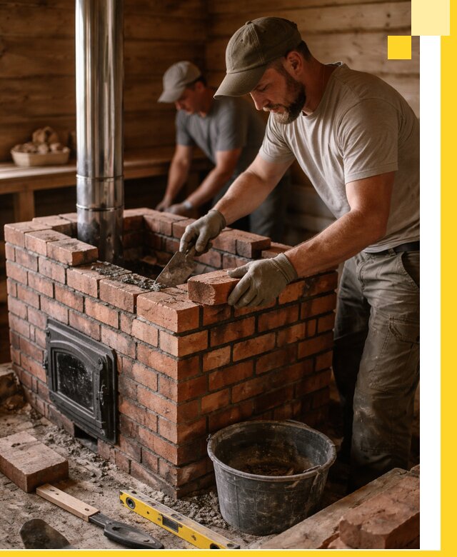 Кирпичные печи для бани под ключ в Бугульме, проект и монтаж