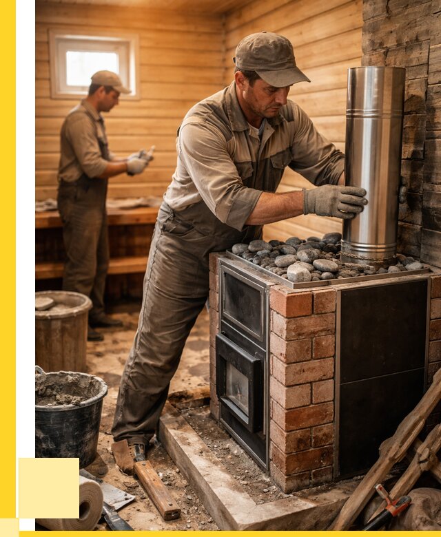 Монтаж печи в бане под ключ в Бугульме от 20216 р. | ЭриданБгл