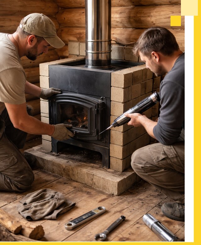 Монтаж и установка печи в бане под ключ с гарантией в Бугульме