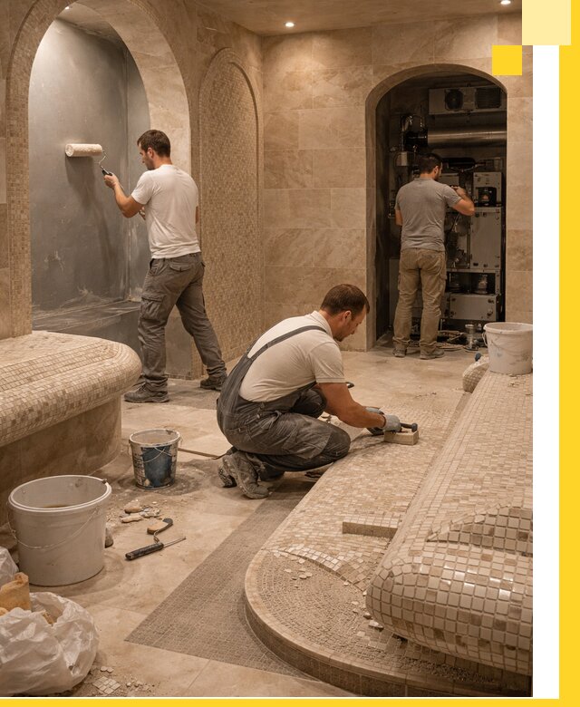 Строительство бани с хамамом и бассейном под ключ в Бугульме