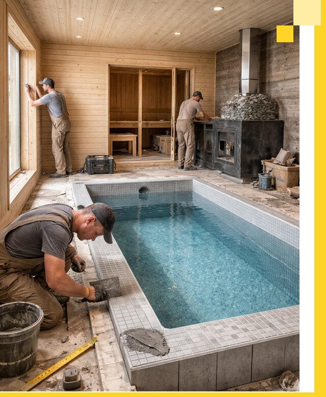 Проект бани с бассейном и сауной в Бугульме под ключ