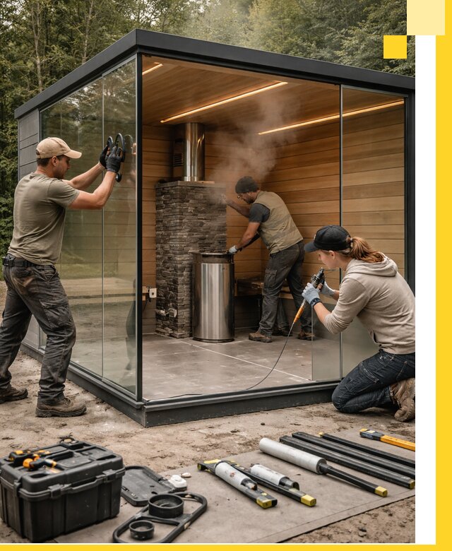 Проектирование и строительство стеклянных бань в Бугульме