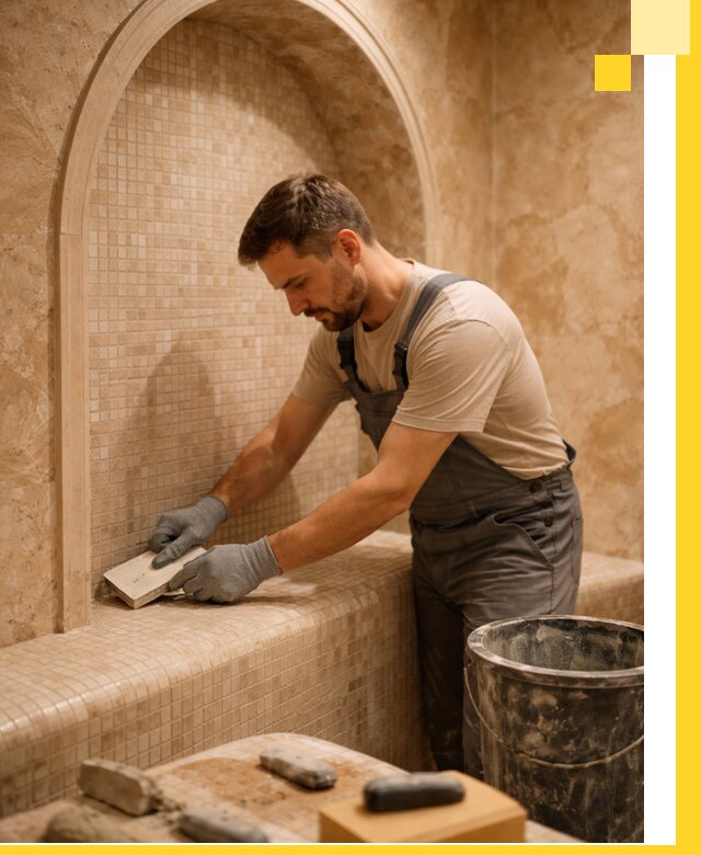 Профессиональная отделка хамамов с мозаикой под ключ в Бугульме