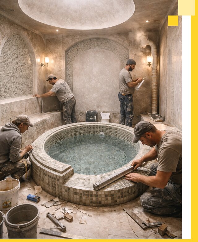 Профессиональное строительство хамама с бассейном в Бугульме под ключ