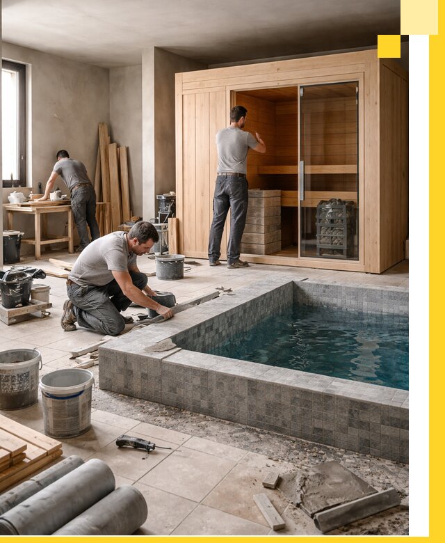 SPA зоны под ключ с бассейном сауной и печью в Бугульме